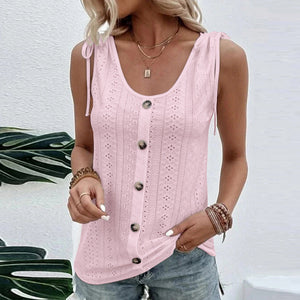 Lässiges U-Ausschnitt Weste T-Shirt