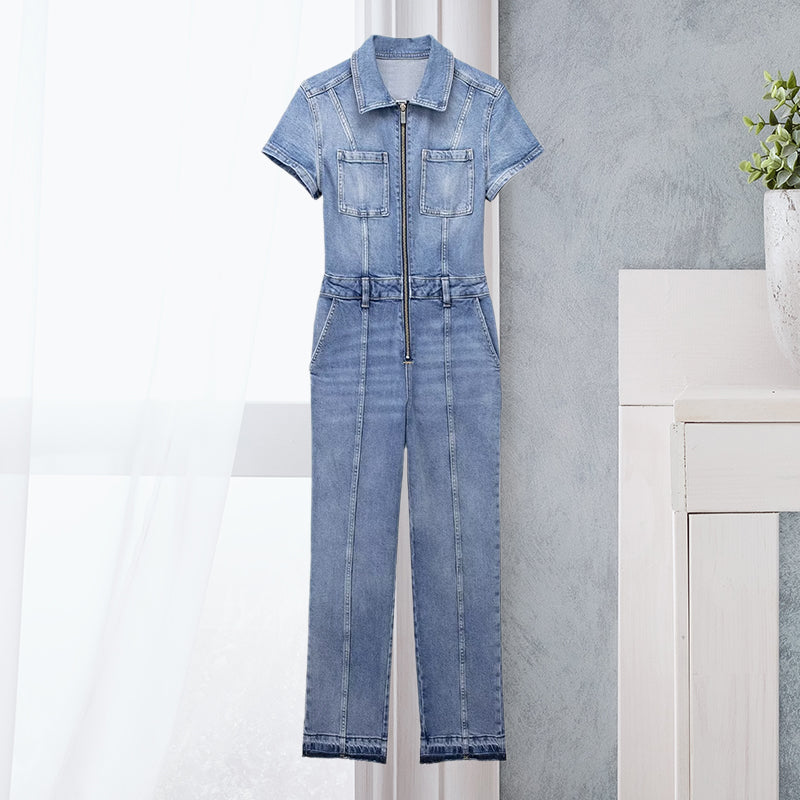 Schmale Bootcut Denim-Jumpsuit