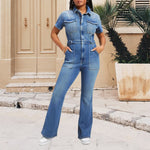 Schmale Bootcut Denim-Jumpsuit