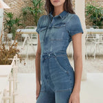 Schmale Bootcut Denim-Jumpsuit