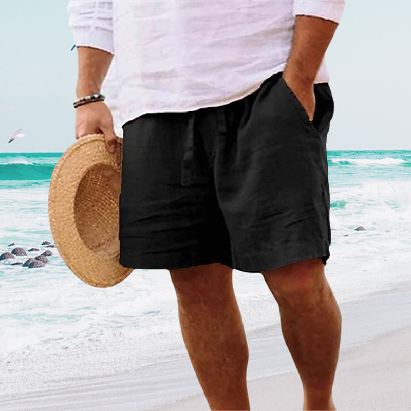 Herren-Strandshorts aus Baumwoll Leinen