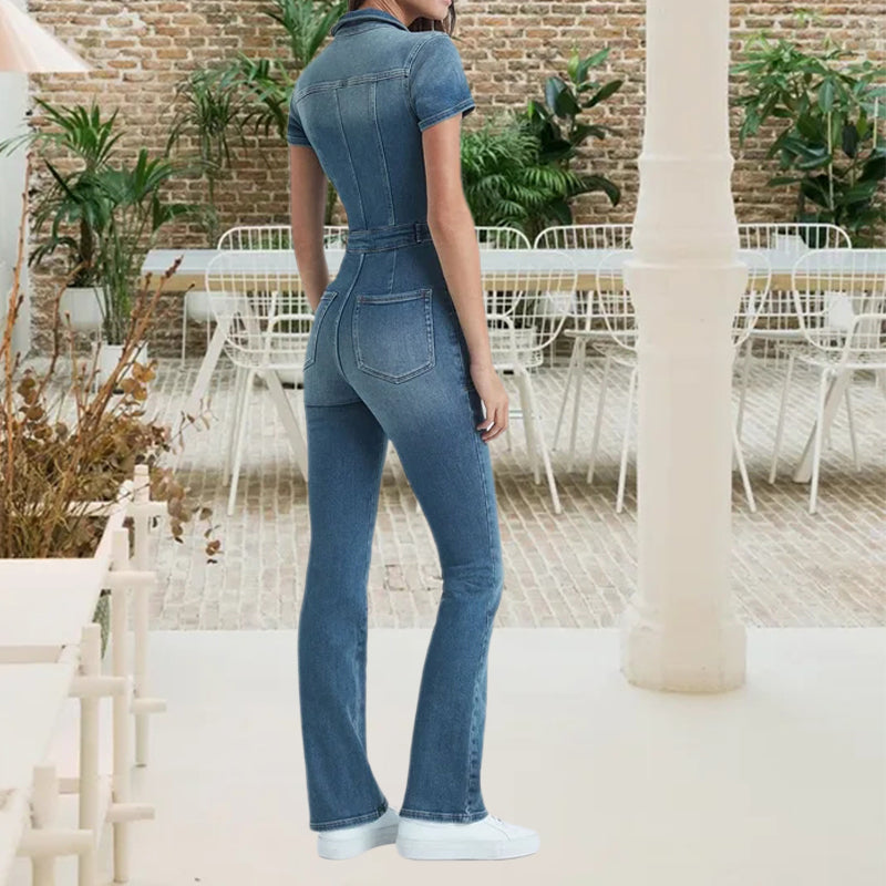 Schmale Bootcut Denim-Jumpsuit