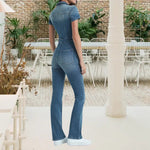 Schmale Bootcut Denim-Jumpsuit