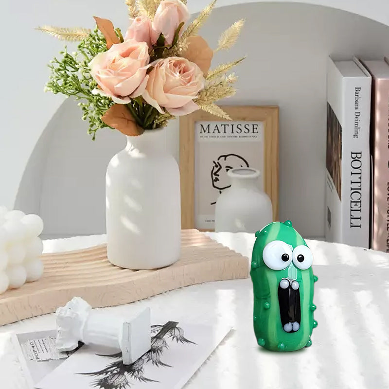 Miniatur Glas Schreiende Gurke in einer Flasche