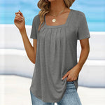 Schlichtes T-Shirt mit eckigem Ausschnitt