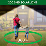 Solarbetriebene Gartenleuchte mit zwei Bewegungs- und Lichtsensoren