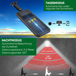 Solarbetriebene Gartenleuchte mit zwei Bewegungs- und Lichtsensoren