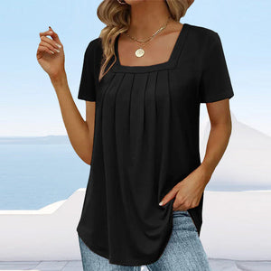 Schlichtes T-Shirt mit eckigem Ausschnitt