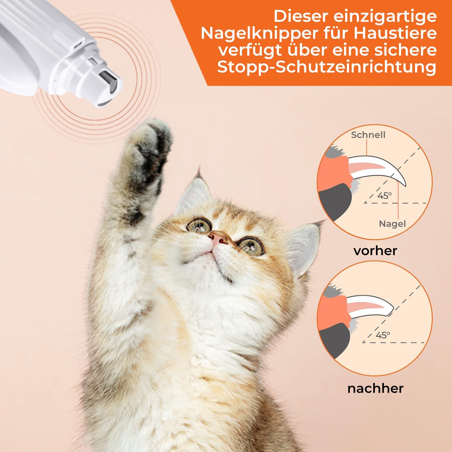 Nagelknipser mit integriertem LED-Licht und Spitzer