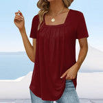 Schlichtes T-Shirt mit eckigem Ausschnitt