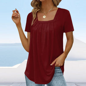Schlichtes T-Shirt mit eckigem Ausschnitt
