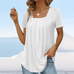 Schlichtes T-Shirt mit eckigem Ausschnitt