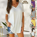 Lässiges Tee mit einfarbigem V-Ausschnitt und geschwungenem Saum Packs