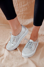 ✨💎SNEAKERS AUS DIAMOND SILVER LEDER💎✨