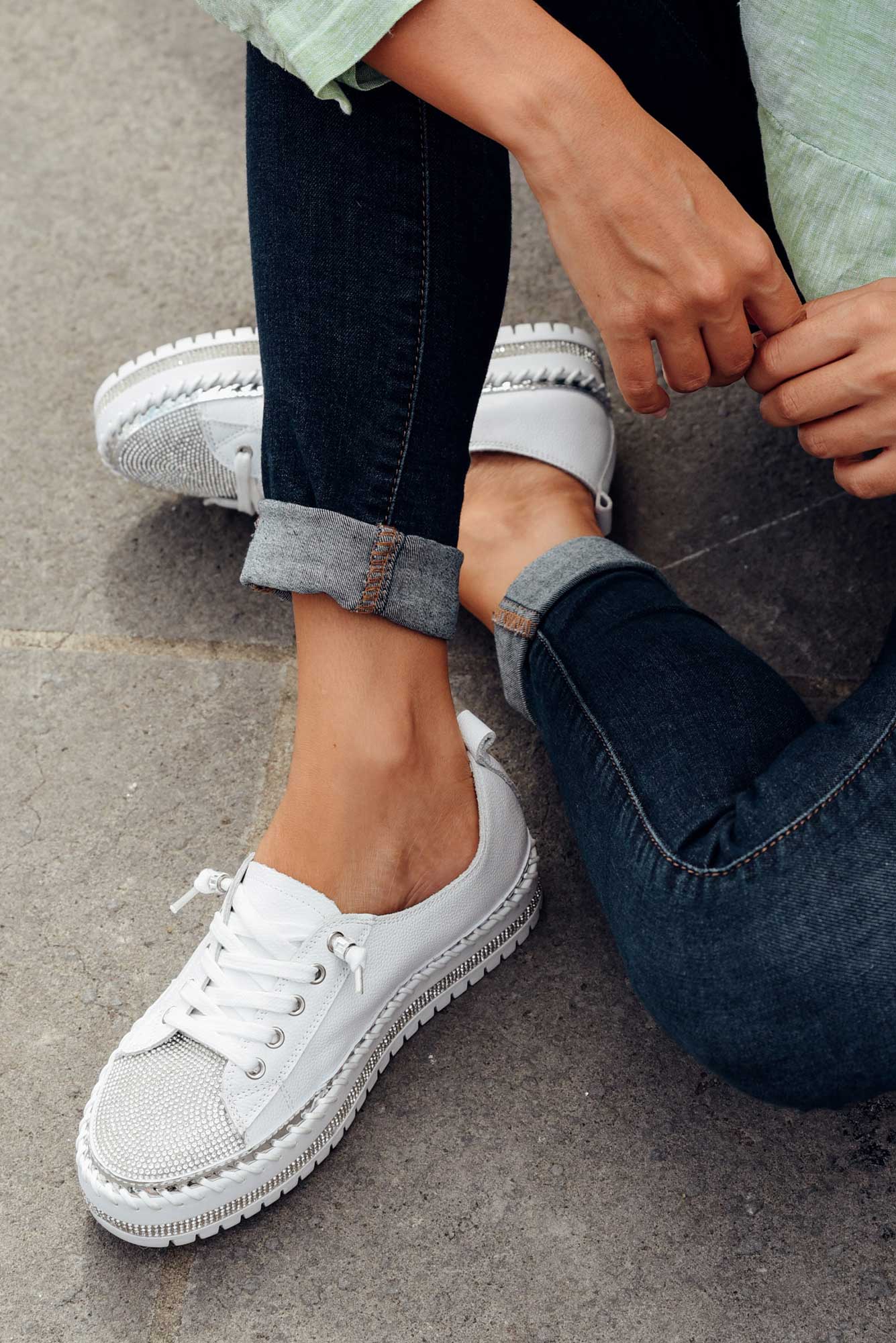 ✨💎SNEAKERS AUS DIAMOND SILVER LEDER💎✨