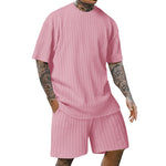 Shorts-Set mit einfarbiger Struktur für Herren