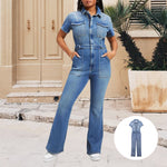 Schmale Bootcut Denim-Jumpsuit