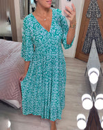 Rotes bedrucktes Maxikleid