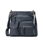 Schultertasche aus weichem Leder mit mehreren Taschen