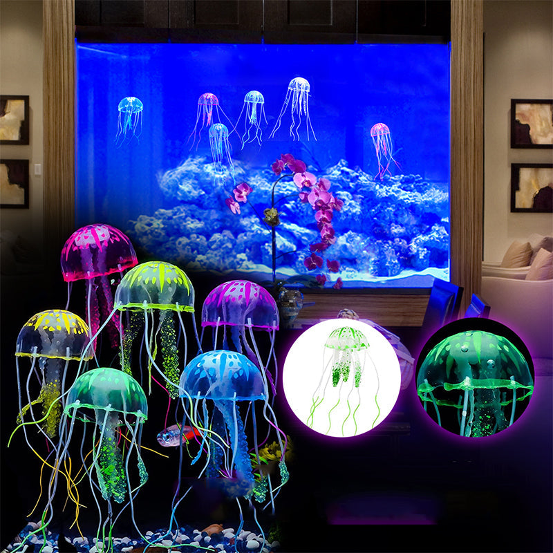 Aquarienlandschaftssimulation transparente fluoreszierende Quallendekoration