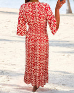 Rotes bedrucktes Maxikleid