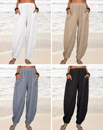 Lose Freizeithose für Damen aus Baumwollleinen