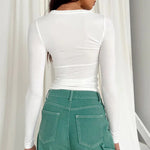 Damen Langarm-T-Shirts Rundhalsausschnitt Slim Fit Tops