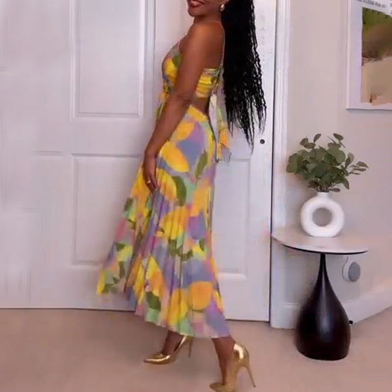 Lässiges Kleid mit Plissee-Print