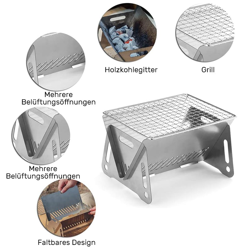 Zusammenklappbarer Grill aus Edelstahl