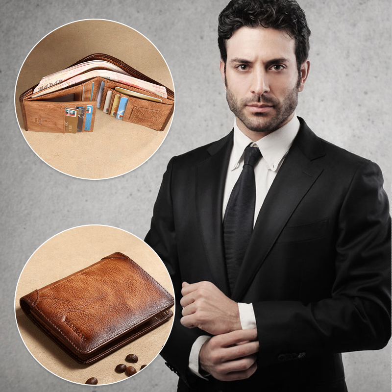 Herren Retro-Geldbörse aus PU-Leder mit RFID-Blockierung