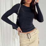 Damen Langarm-T-Shirts Rundhalsausschnitt Slim Fit Tops