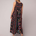 Vintage Bedruckter Ärmelloser Jumpsuit