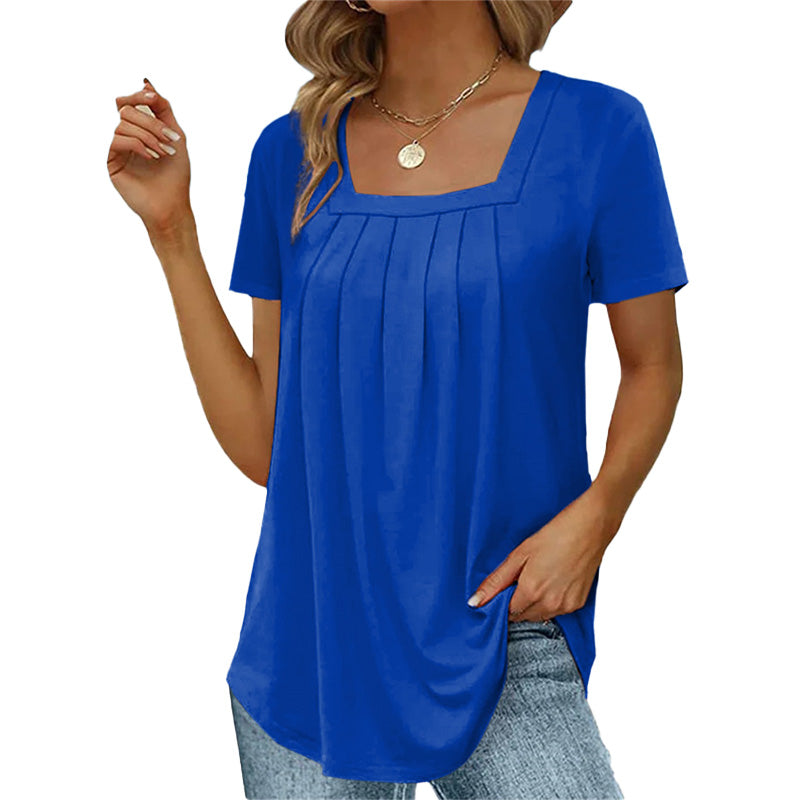 Schlichtes T-Shirt mit eckigem Ausschnitt