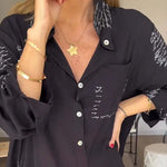 Modisches Revershemd mit Buchstabendruck