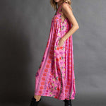 Vintage Bedruckter Ärmelloser Jumpsuit