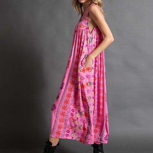 Vintage Bedruckter Ärmelloser Jumpsuit