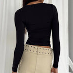 Damen Langarm-T-Shirts Rundhalsausschnitt Slim Fit Tops