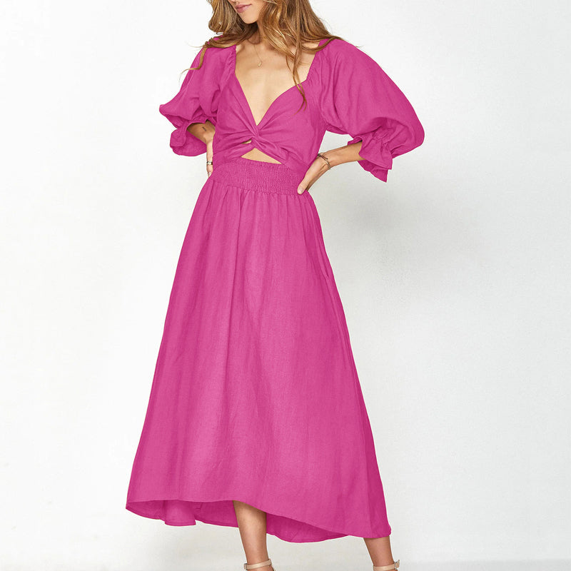 Kleid mit Rüschen und Laternenärmeln