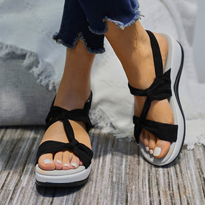 Damen schlichte Fischmaul-Plateausandalen