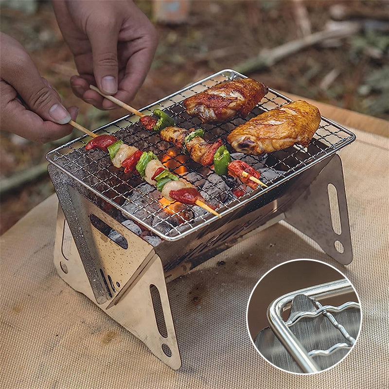 Zusammenklappbarer Grill aus Edelstahl