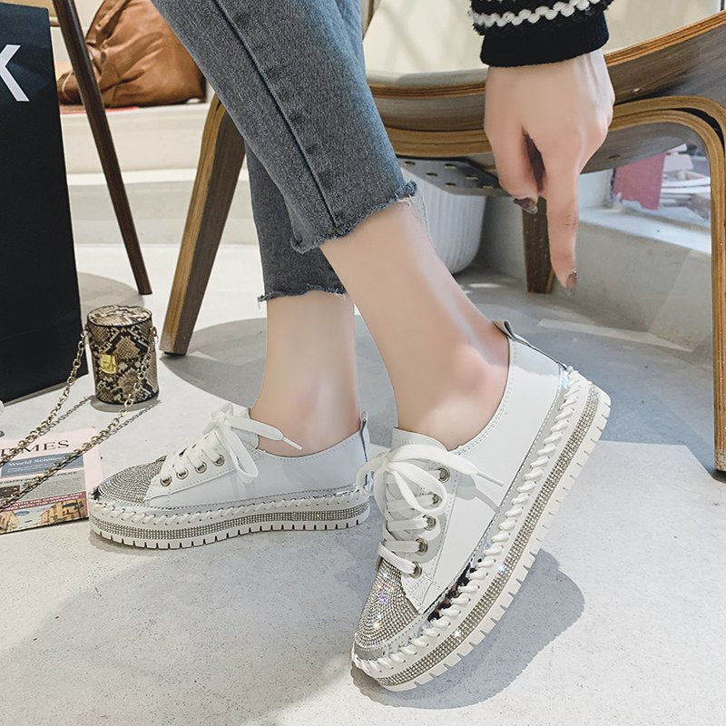 ✨💎SNEAKERS AUS DIAMOND SILVER LEDER💎✨