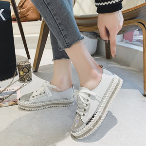 ✨💎SNEAKERS AUS DIAMOND SILVER LEDER💎✨