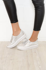 ✨💎SNEAKERS AUS DIAMOND SILVER LEDER💎✨