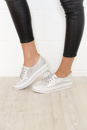 ✨💎SNEAKERS AUS DIAMOND SILVER LEDER💎✨