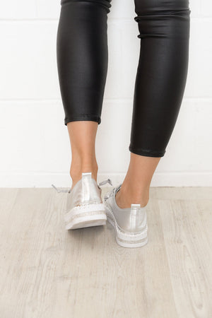 ✨💎SNEAKERS AUS DIAMOND SILVER LEDER💎✨