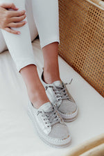 ✨💎SNEAKERS AUS DIAMOND SILVER LEDER💎✨