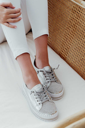 ✨💎SNEAKERS AUS DIAMOND SILVER LEDER💎✨